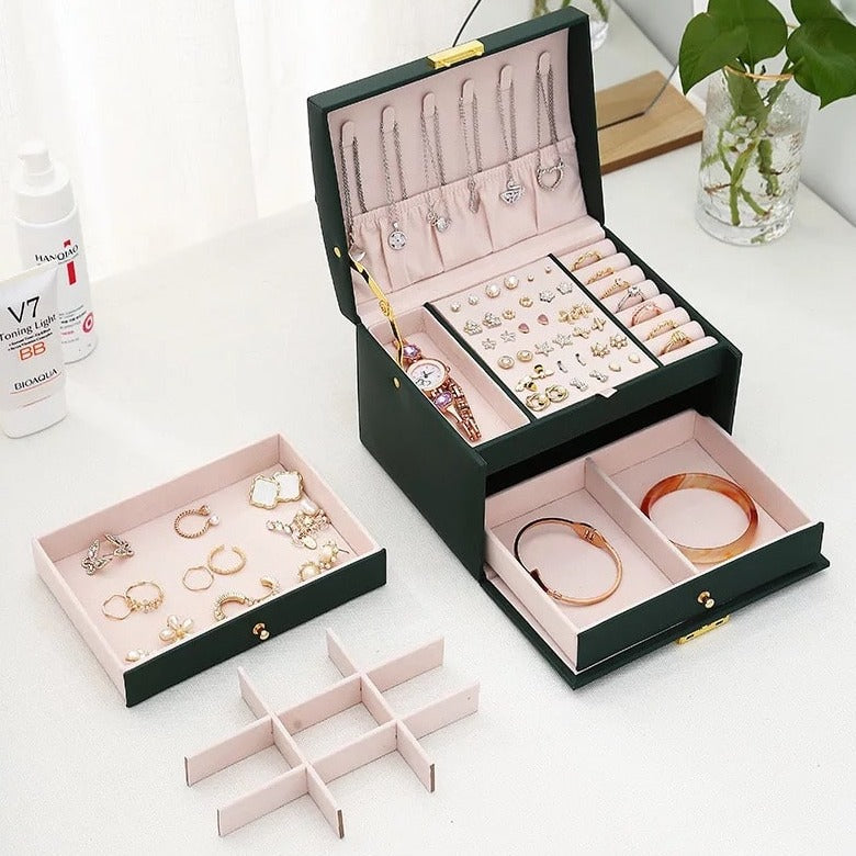 Elegant smykkeskrin med opbevaring til halskæder, ringe og øreringe - Ornabox™