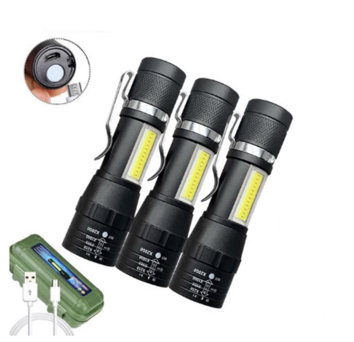 Bærbar genopladelig lommelygte med 3 lysindstillinger – LightCamp™