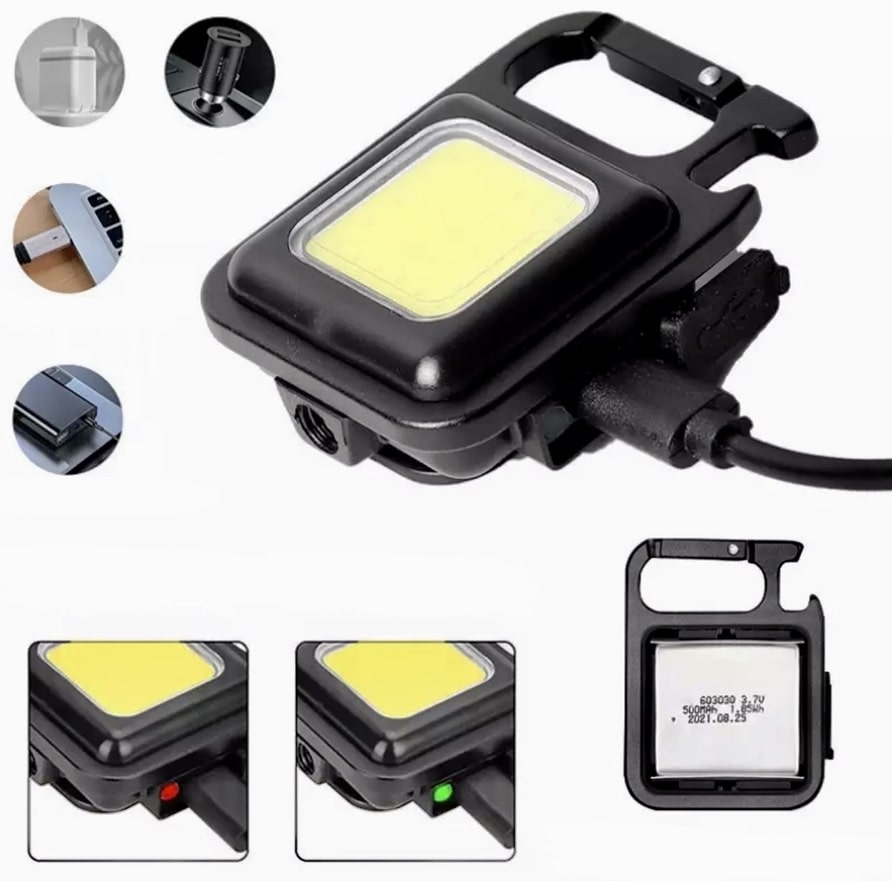 Mini LED-nøglering, USB-opladbar, proptrækker, lommelygte til udendørs - CorkscrewLamp™