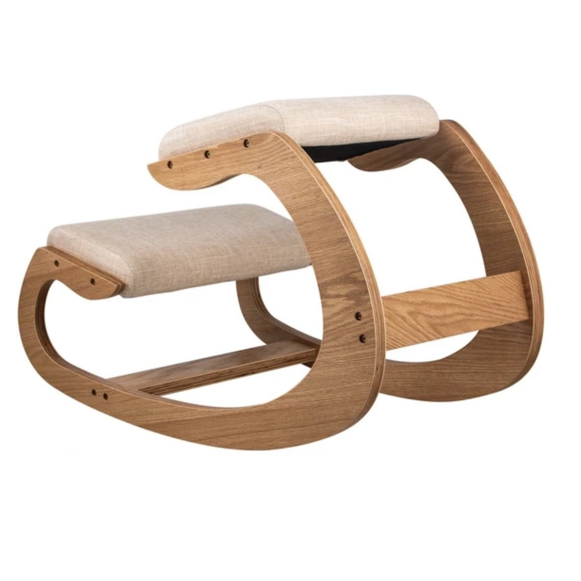 Justerbar ergonomisk knæskammel med puder – hvid eg | KneelingStool™