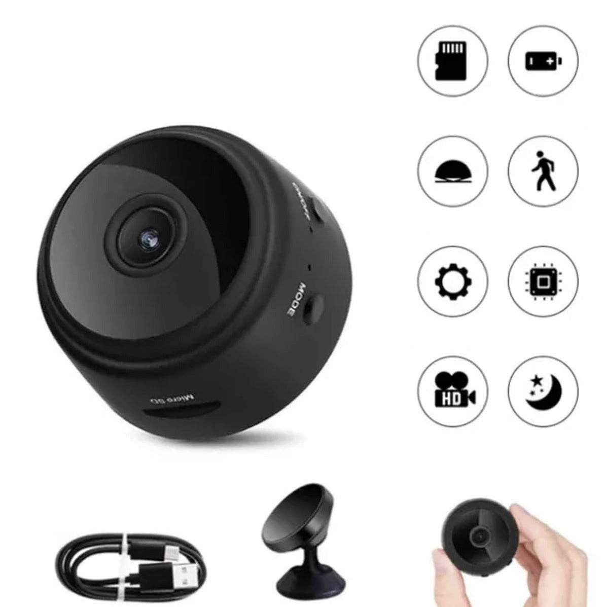 Mini HD WiFi-kamera med trådløs lydoptagelse og 360° overvågning - SikkerCam™