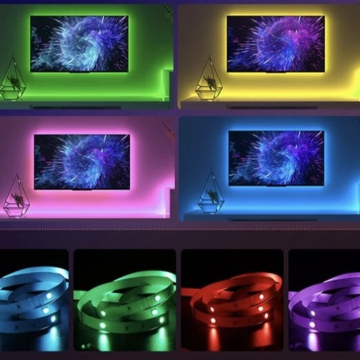 RGB LED-bånd med USB, kompatibelt med TV (24"-60"), spejle, PC - ColorBandRGB™