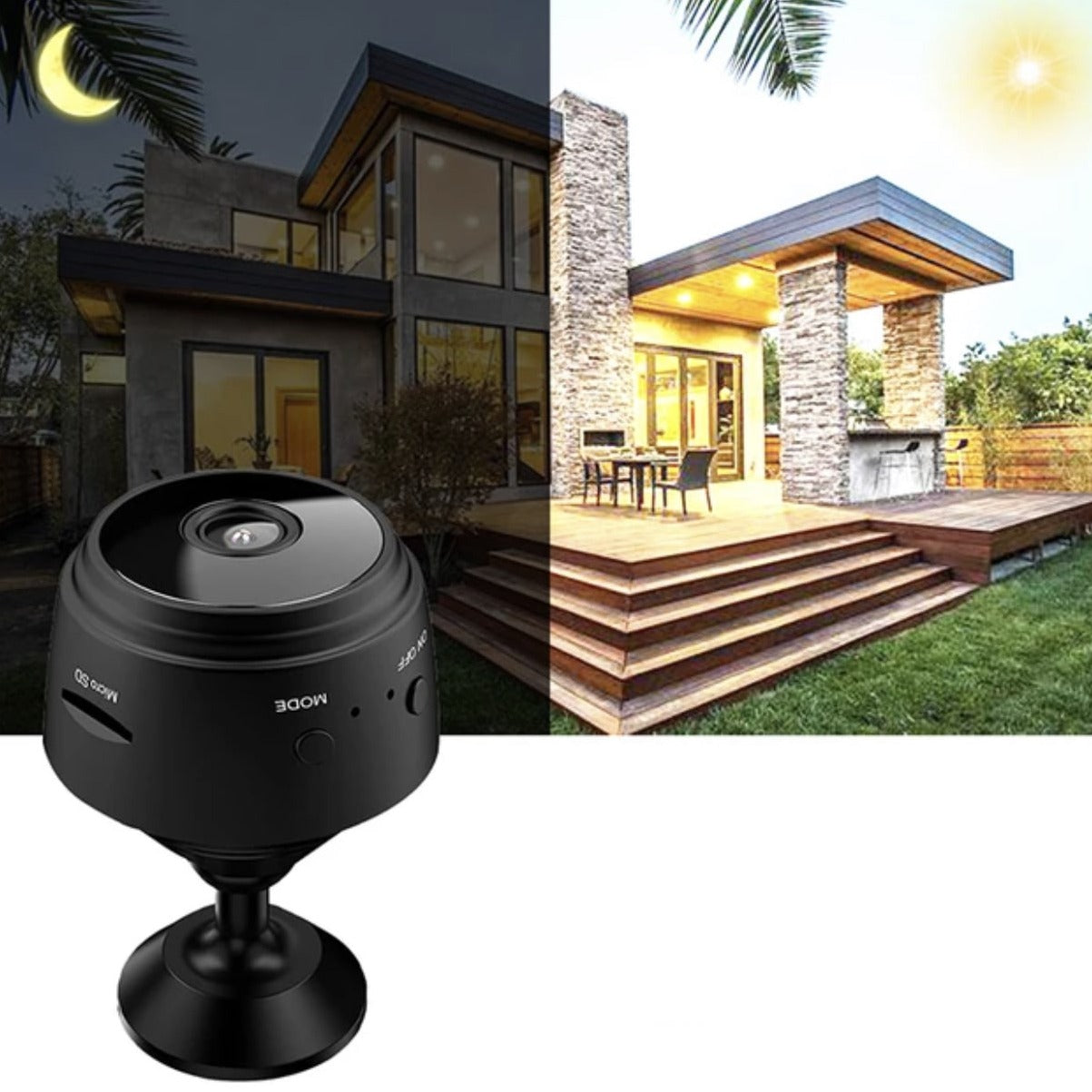 Mini HD WiFi-kamera med trådløs lydoptagelse og 360° overvågning - SikkerCam™