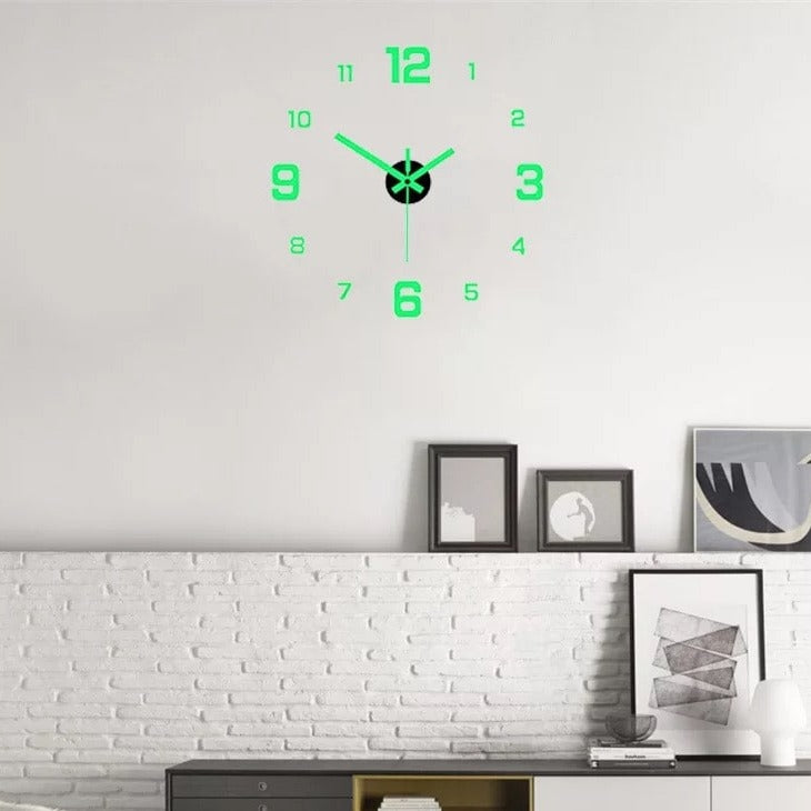 Lysende og stille digital væguret, vægklistermærke - AdhesiveClock™