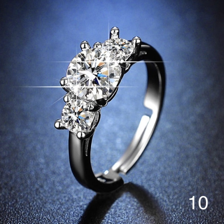 Rund zirkonia-ring med diamant og justerbar åbning - WomanRing™