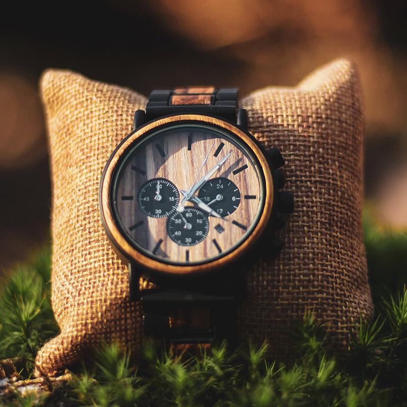 Montre mécanisme en bois noble - Robuste Aucaria - Den danske butik