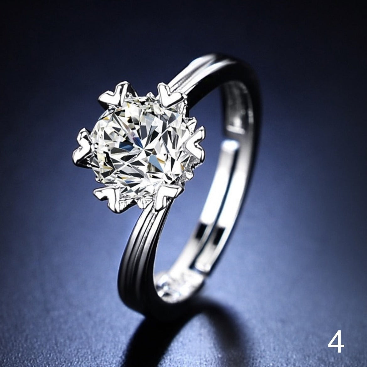 Rund zirkonia-ring med diamant og justerbar åbning - WomanRing™