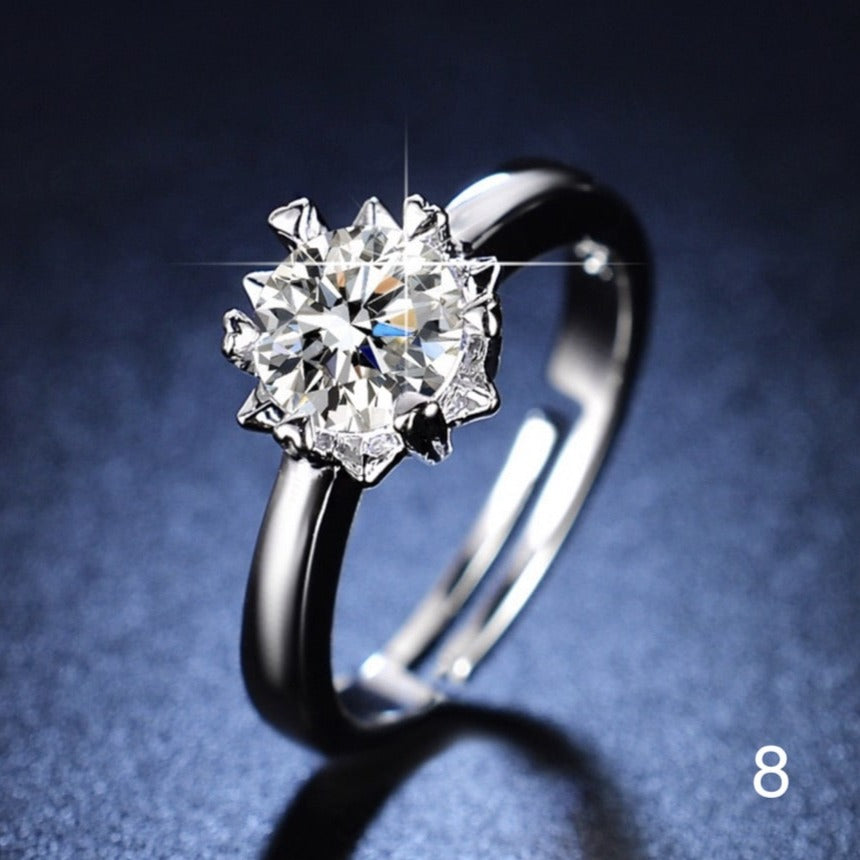 Rund zirkonia-ring med diamant og justerbar åbning - WomanRing™