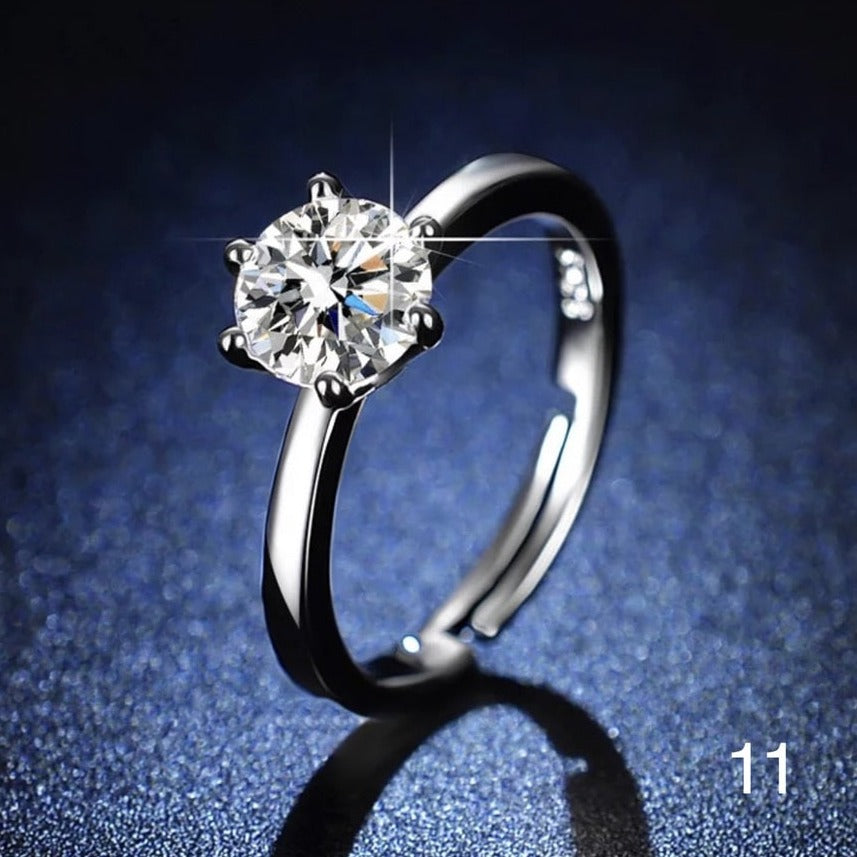 Rund zirkonia-ring med diamant og justerbar åbning - WomanRing™