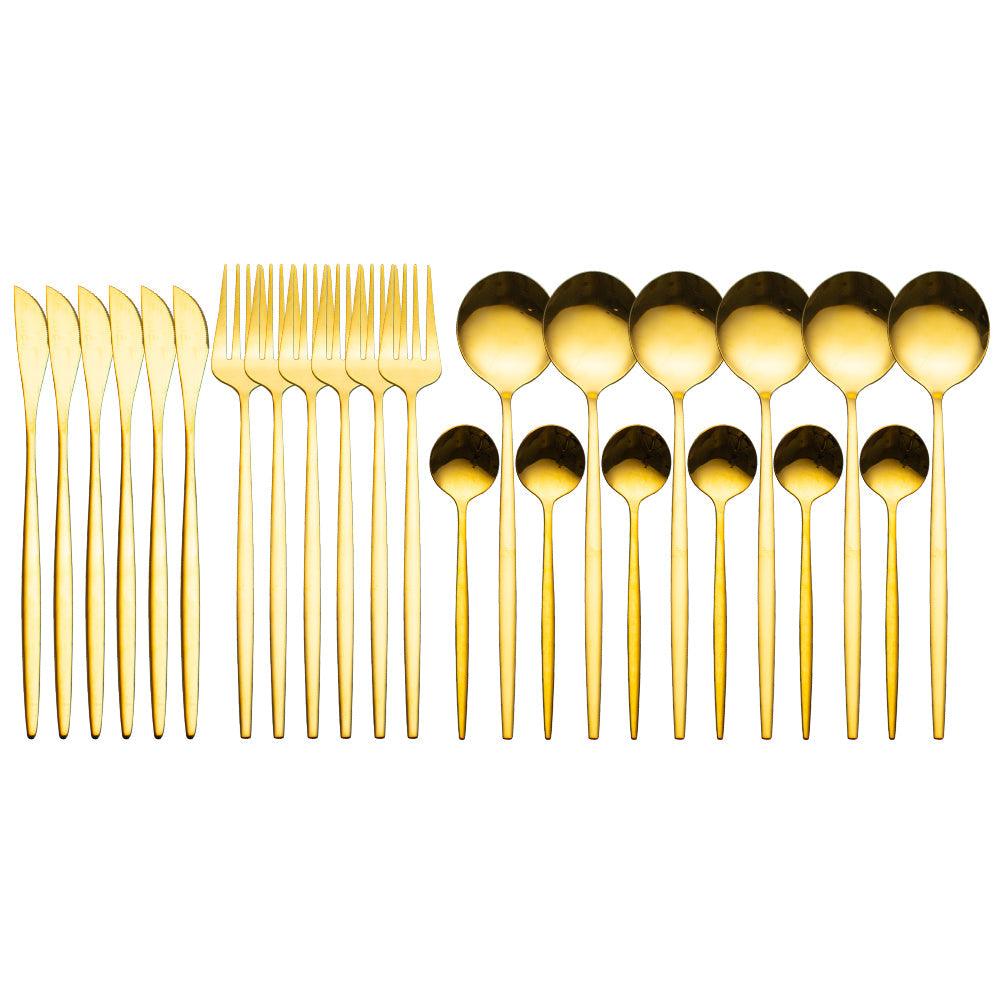 24 Couverts de Luxe en acier inoxydable or - InLuxe™ - Den danske butik