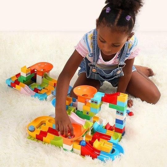 CIRCUIT DE COURSE DE BILLES À CONSTRUIRE (COMPATIBLE LEGO ET DUPLO) - MARBLY RUN™ - Den danske butik