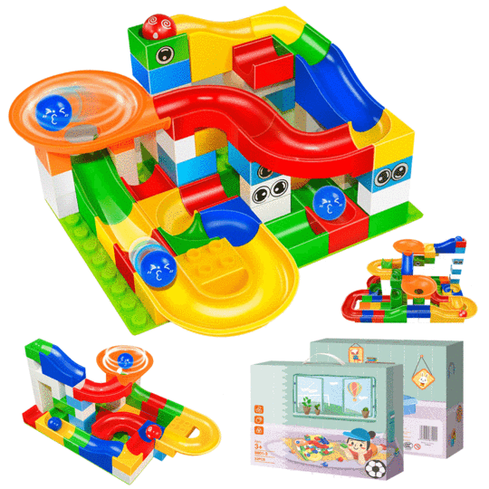 CIRCUIT DE COURSE DE BILLES À CONSTRUIRE (COMPATIBLE LEGO ET DUPLO) - MARBLY RUN™ - Den danske butik