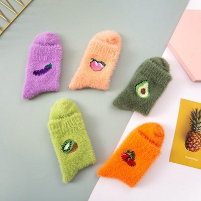 Farverige Fleece Sokker med Mønster - Fluffy™