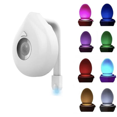Vandtæt LED-lampe med PIR-bevægelsessensor, baggrundsbelysning til toiletskål, 8 farver - ToiletLight™