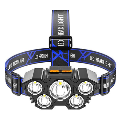 Bærbar & genopladelig pandelampe med 5 LED & USB-opladning - HeadLamp™