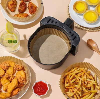 Sæt med 50 silikonebelagte papirforme til airfryer - CleanFry™