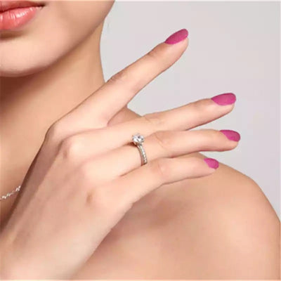 Rund zirkonia-ring med diamant og justerbar åbning - WomanRing™