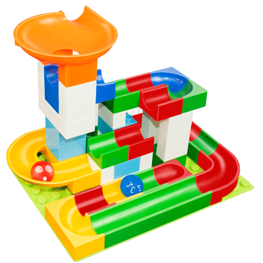 CIRCUIT DE COURSE DE BILLES À CONSTRUIRE (COMPATIBLE LEGO ET DUPLO) - MARBLY RUN™ - Den danske butik